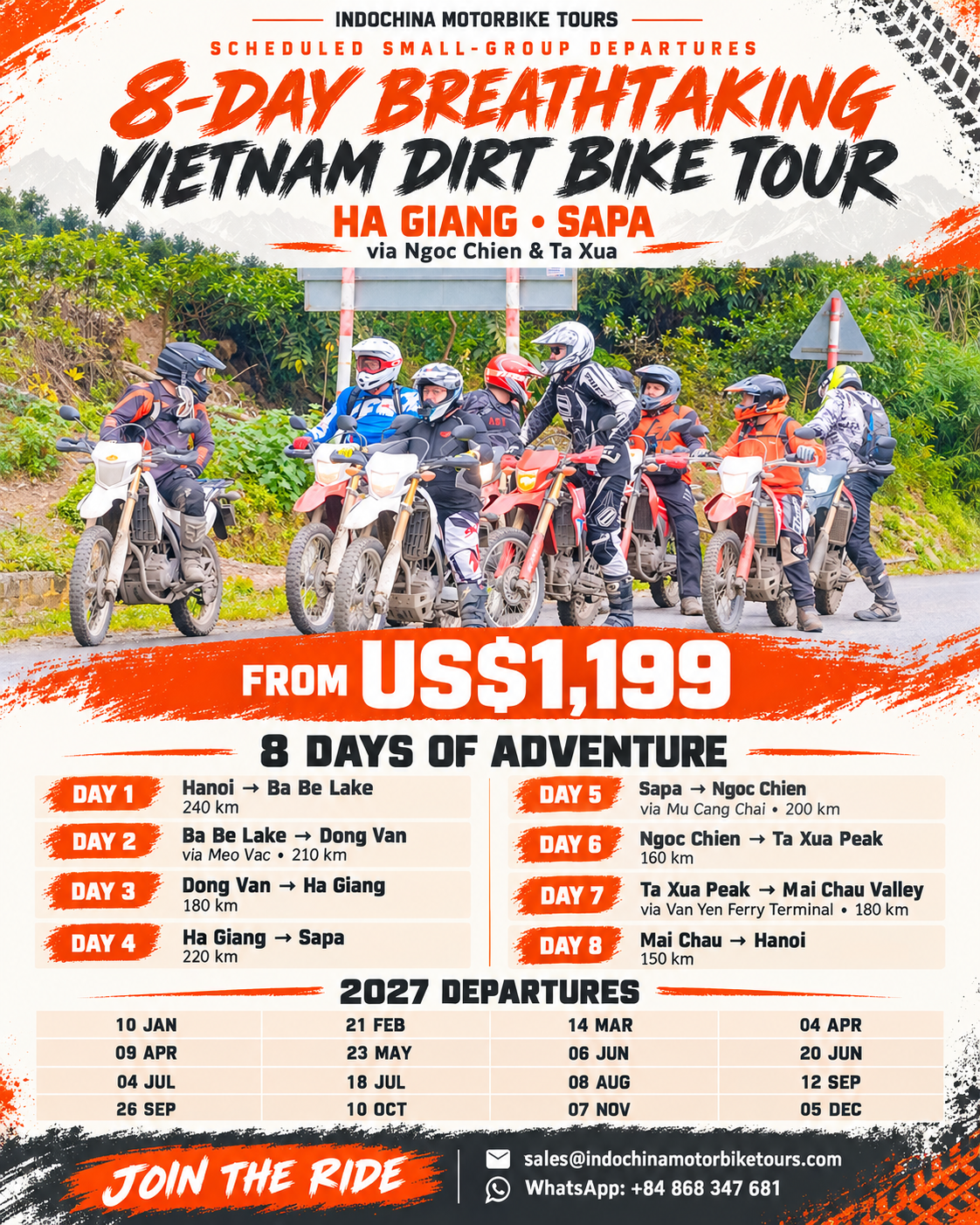 8-Day Breathtaking Vietnam Dirt Bike Tour To Ha Giang, Sapa via Ngoc Chien and Ta Xua